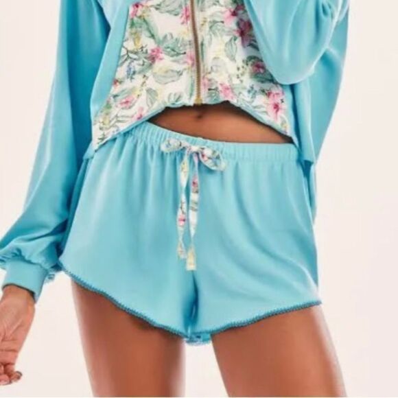 LoveShackFancy x Hurley Solid Aqua Terry Shorts - Picture 2 of 5